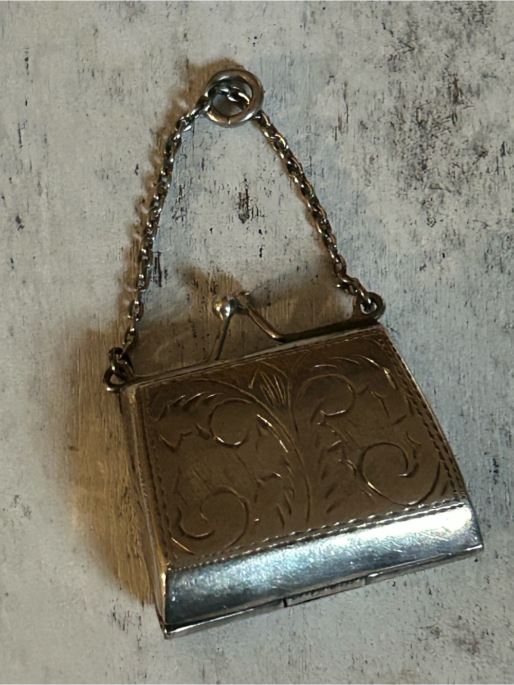 Vintage Sterling Silver Decorative Purse Pendent - Picture 6 of 6